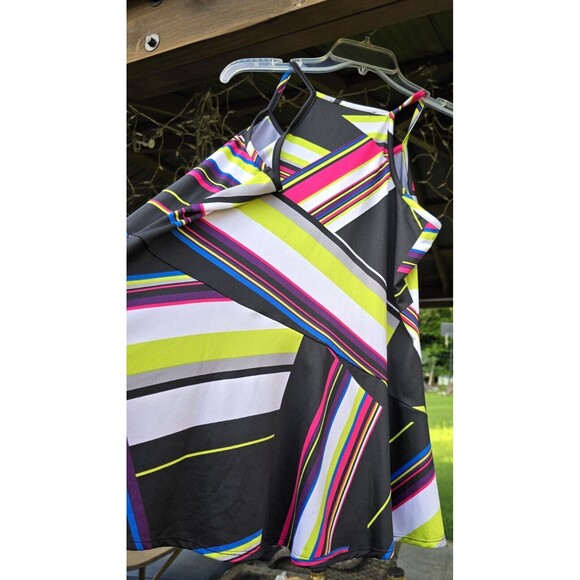 Ashley Stewart Women's Tank Top Flare Multi Color Peplum Racerback NWT Size 12 - Picture 5 of 6